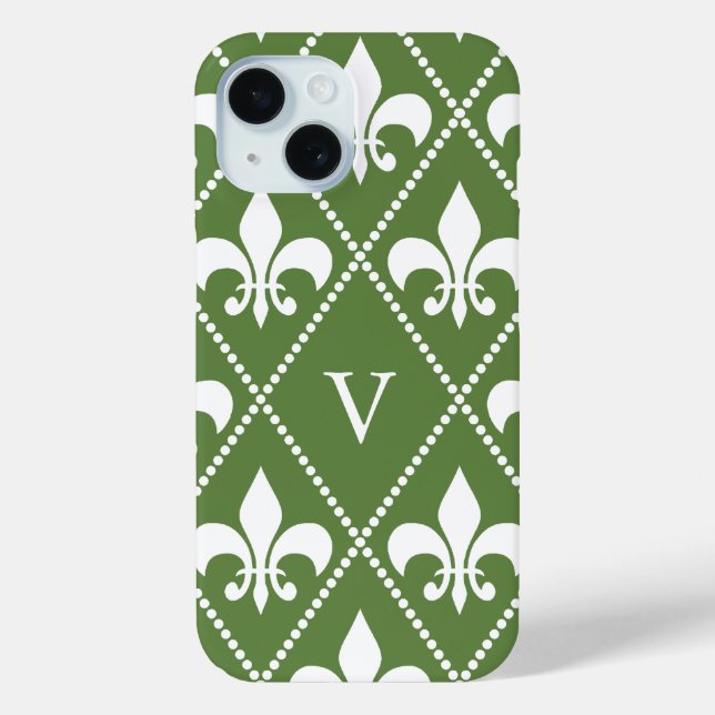 Coques Case-Mate iPhone Palm Fleur de Lis avec monogramme (Verso)