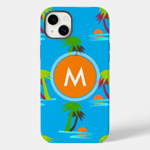 Coques Pour iPhone Palm Tree coucher de soleil Motif de mer Monogramm