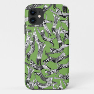 Coque Case-Mate Pour iPhone palme de fête du chat vert