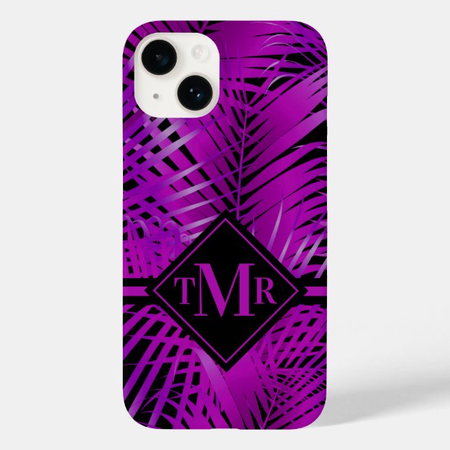 Coques Case-Mate iPhone Palme violet monogramme (Verso)