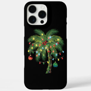Coques iPhone 16 Pro Max Palmier de Noël tropical avec lumières et ornam
