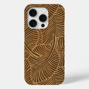 Coque iPhone 15 Pro Palmier Zebra Bois Tropicaux Hawaïen Faux
