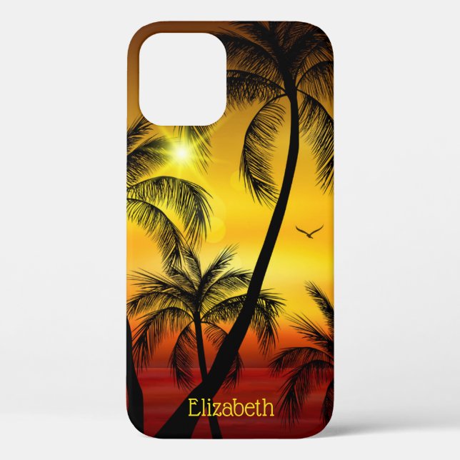 Coques Case-Mate iPhone Palmiers de plage tropicaux Personnalisés (Verso)