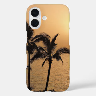Coque Pour iPhone 16 Palmiers et coucher de soleil romantique