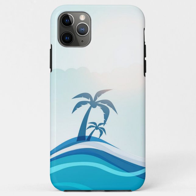 Coques Case-Mate iPhone Palmiers océan vagues bleu (tous les téléphones) (Dos)