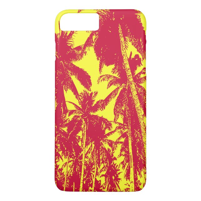 Coques Case-Mate iPhone Palmiers tropicaux en rouge et jaune (Dos)