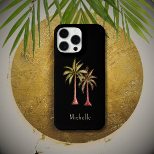 Coques iPhone 16 Pro Max Palmiers tropicaux modernes Simple Noir