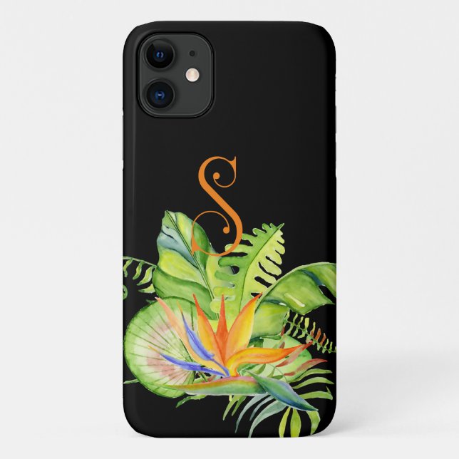 Coques Case-Mate iPhone Palmiers tropicaux & Monogramme floral S (Dos)