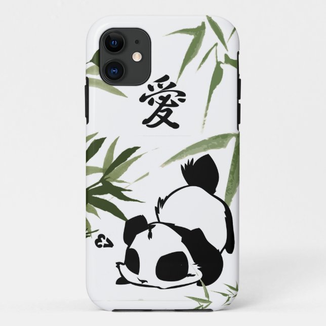 Coques Case-Mate iPhone Panda chinois mignon de "amour" avec des bambous (Dos)