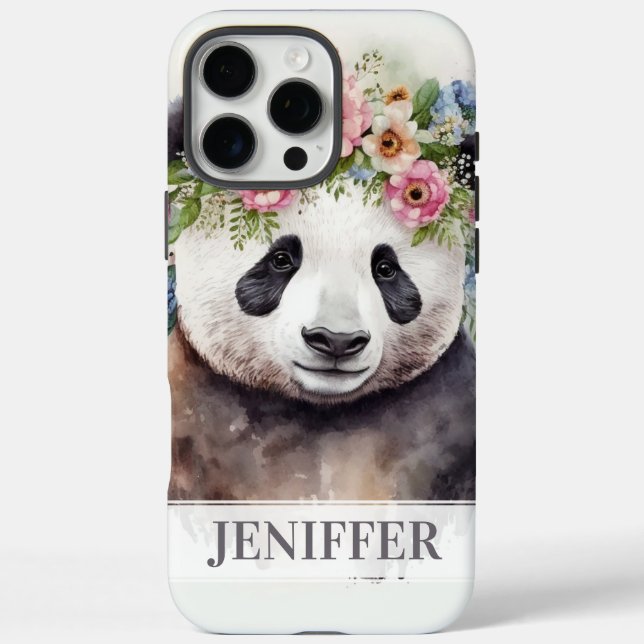 Coques Case-Mate iPhone Panda Flowers Watercolor                           (Verso)