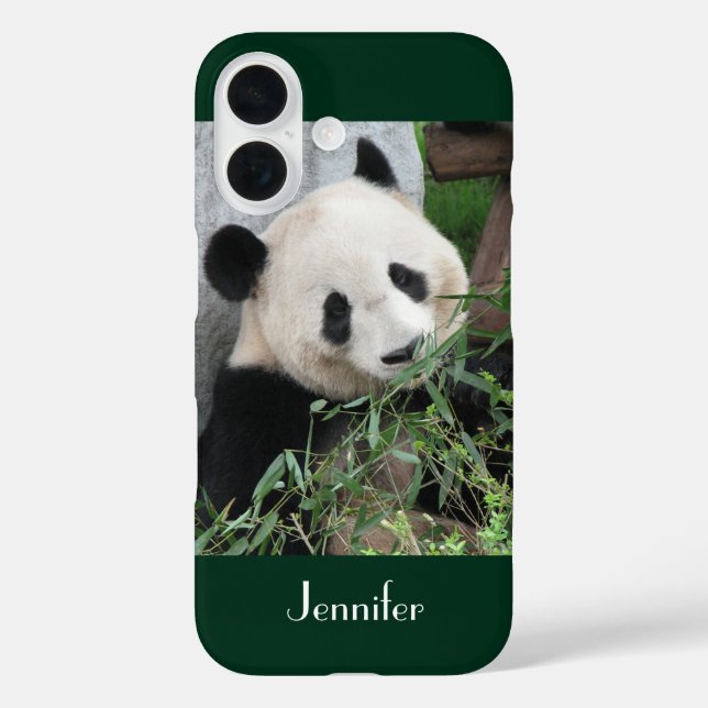 Coques Case-Mate iPhone Panda Géant, Arrière - plan Vert foncé, Nom, (Verso)