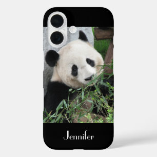 Coque Pour iPhone 16 Panda Géant chinois mignon Trim noir, Nom personna