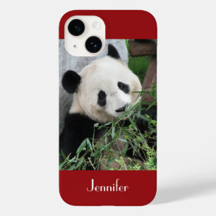 Coques Pour iPhone Panda Géant Cute Arrière - plan rouge foncé, Nom,