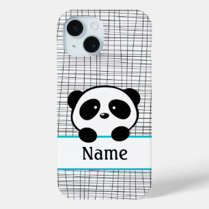 Coque Pour iPhone 15 Panda personnalisé Whimsical Aqua Blue