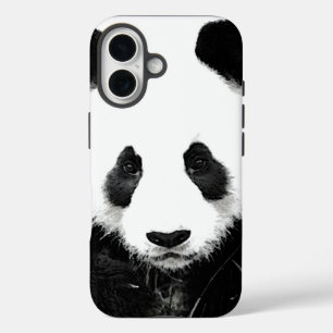 Coque Pour iPhone 16 Panda Pop Art noir et blanc