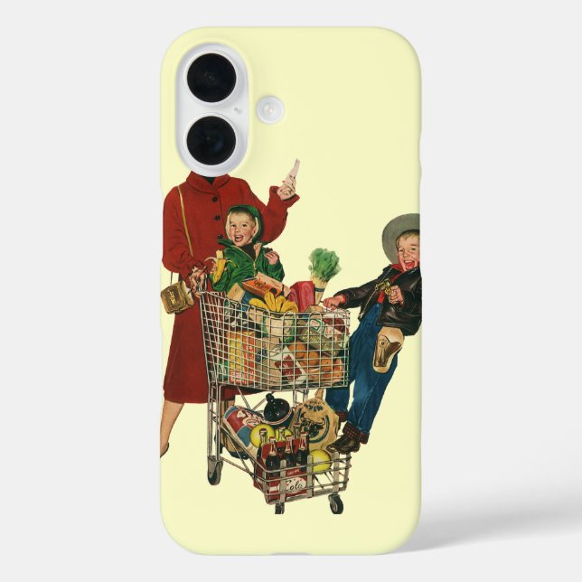 Coques Case-Mate iPhone Panier d'épicerie Retro Family, Mom and Kids (Verso)