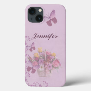 iPhone 13 Coque Panier des fleurs et des papillons, nom