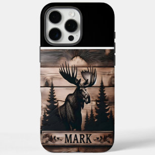 Coques iPhone 16 Pro Max Panneau bois d'orignal personnalisé