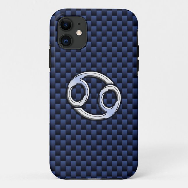 Coques Case-Mate iPhone Panneau cancéreux Zodiac Navy Blue Carbon Fiber Pr (Dos)