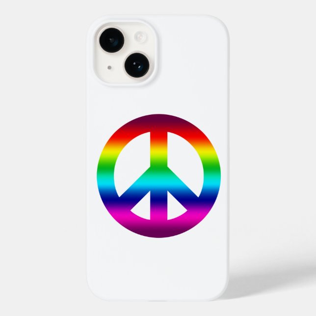 Coques Case-Mate iPhone Panneau de Paix Arc-en-ciel en blanc pour hippie (Verso)