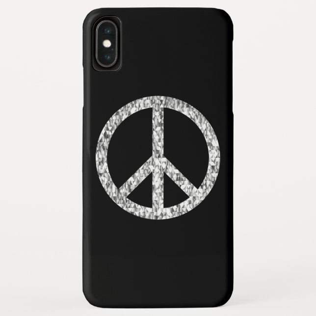 Coques Case-Mate iPhone Panneau de Paix Noir Parties scintillant Argent Ch (Dos)