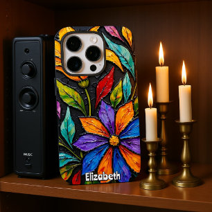 Coques iPhone 16 Pro Panneau Fenêtre en verre à collier floral