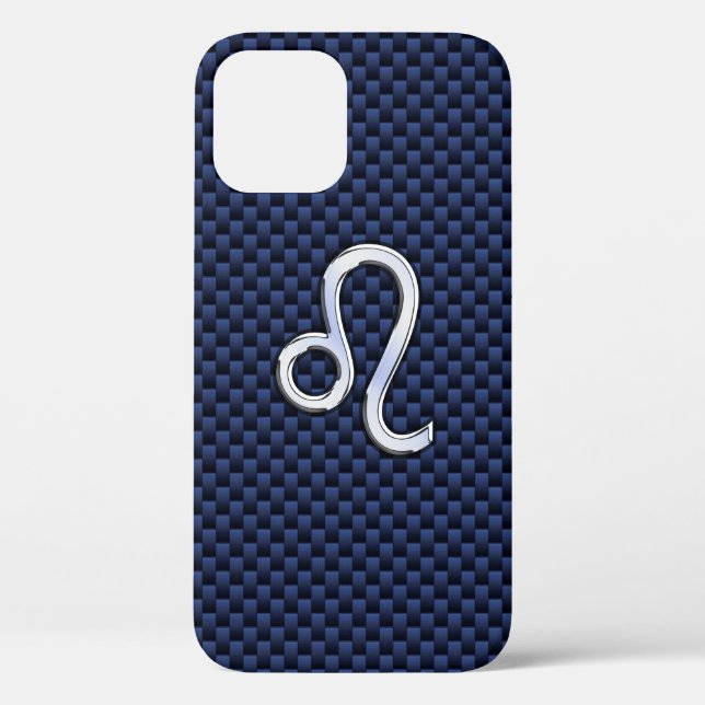 Coques Case-Mate iPhone Panneau Leo Zodiac Marine Blue Carbon Fiber (Verso)