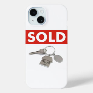 Coque Pour iPhone 15 Panneau rouge Agents immobiliers Clés de maison iP