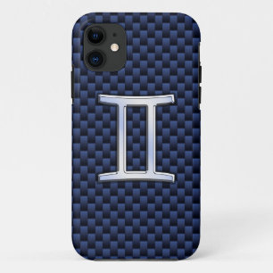 Coques Pour iPhone Panneau Zodiac Gemini Marine Blue Carbon Fiber Pri