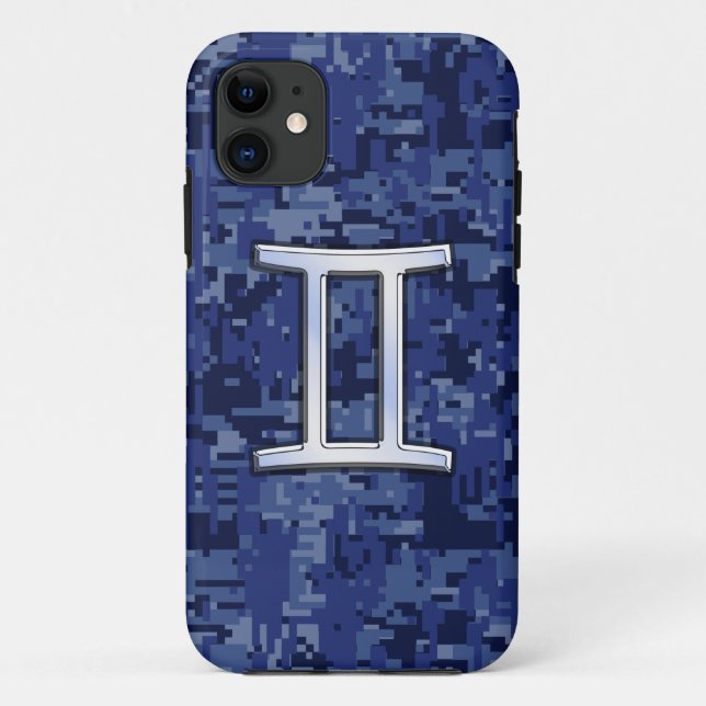 Coques Case-Mate iPhone Panneau Zodiac Gemini Marine Camo numérique bleu (Dos)