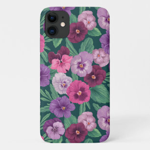 Case-Mate iPhone Case Pansies colorées sur bleu vert foncé