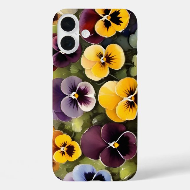 Coques Case-Mate iPhone Pansies jaunes et violets aquarelle (Verso)