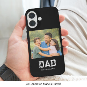 Coque Pour iPhone 16 Papa a établi la photo de texte noir moderne