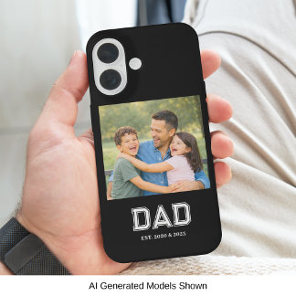 Coque Pour iPhone 16 Papa a établi la photo de texte noir moderne