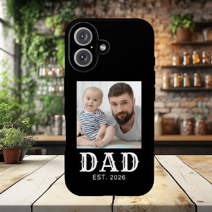 Coque Pour iPhone 16 Papa Typographie Photo Noir Établi