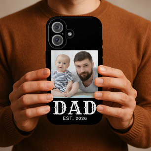 Coque Pour iPhone 16 Papa Typographie Photo Noir Établi