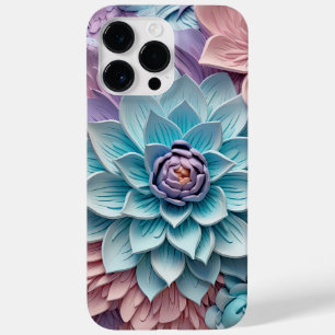 COQUE POUR POUR iPhone 14 PRO MAX PAPIER 3-D BLEU ROPULÉ PURPLE FLEURS
