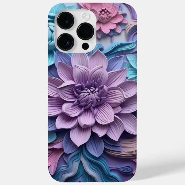 COQUES Case-Mate iPhone PAPIER 3-D BLEU ROPULÉ PURPLE FLEURS (Verso)