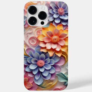 COQUE POUR POUR iPhone 14 PRO MAX PAPIER 3-D QUILL COLORÉ RESSEMBLE À DES MOTIFS FLO