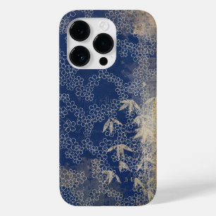 Coque Pour iPhone 14 Pro Papier japonais vintage stressé bambou et feuilles