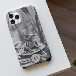 Coque Pour iPhone 16 Papier Origami Grenouille Lily Pad Monogramme