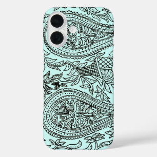 Coque Pour iPhone 16 Papier peint à motif de textile batik vintage, ble
