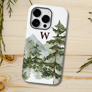 Coque Pour iPhone 14 Pro Papier peint aquarelle rustique de forêt de pins e