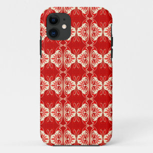 Coque iPhone 11 Papier peint Art Déco motif - rouge et blanc