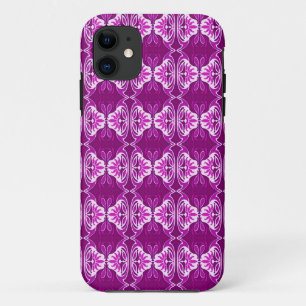 Coques Pour iPhone Papier peint Art Déco motif - violet profond et bl