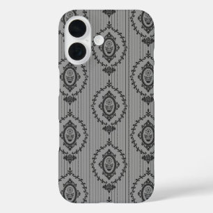 Coque Pour iPhone 16 Papier peint baroque gris