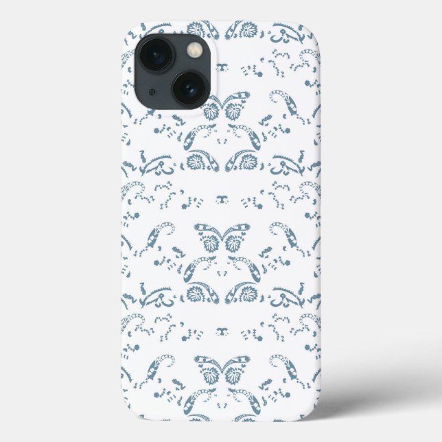 Coques Case-Mate iPhone papier peint bleu et blanc avec un motif (Verso)