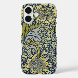 Coque Pour iPhone 16 Papier Peint Floral William Morris Kennet Bleu Or