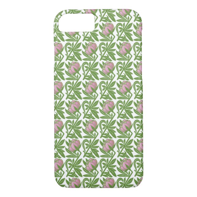 Coques Case-Mate iPhone Papier peint nénuphars rose Art Nouveau (Dos)