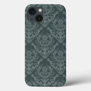 Case-Mate iPhone Case Papier peint vert fleuri damassé de luxe